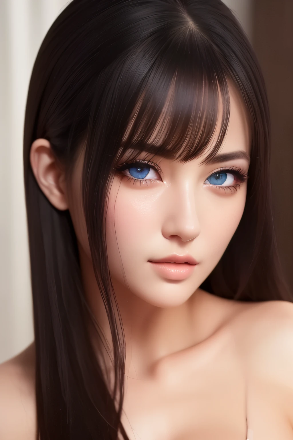 (masterpiece, highest quality:1), (realistic:1.2), light, written boundary depth, (detailed face, face focus:1), game CG, Super detailed, 8k, intricate details, hiqcg, 1 girl, alone,anime, big breasts、blue eyes、looking at the viewer,
