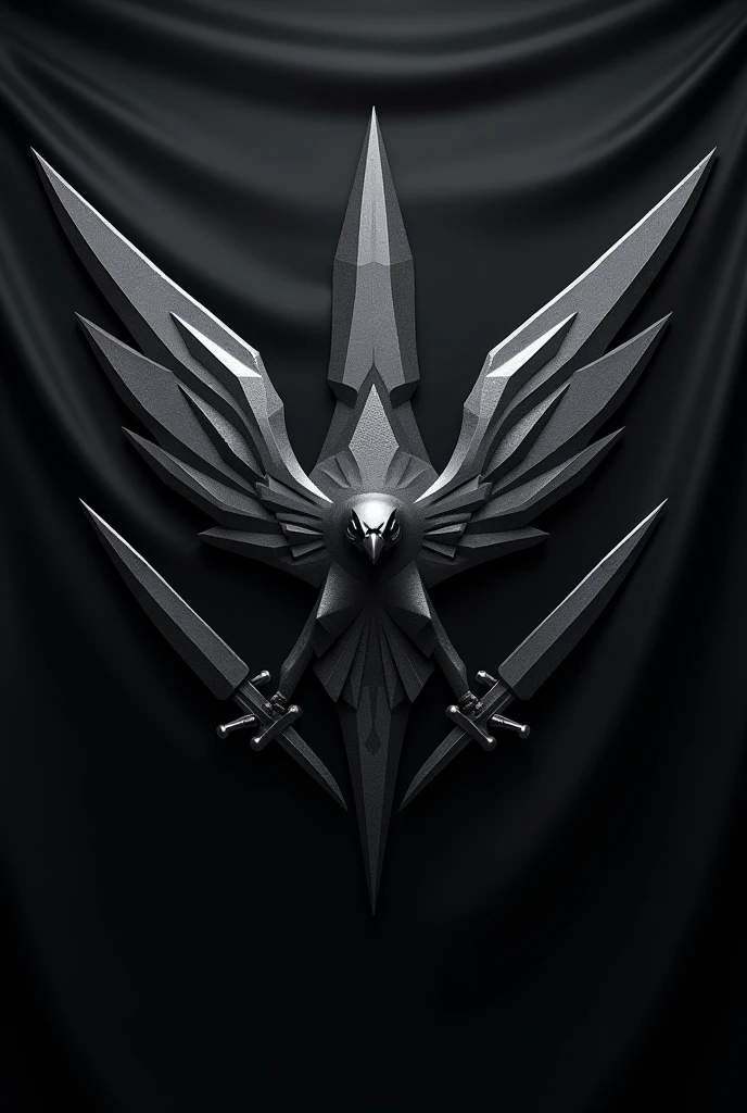 The flag has a powerful and imposing design, with the entire background in a deep, midnight black, symbolizing strength, authority, and the covert nature of military operations.
At the center of the flag is a bold, silver shield with a polished, metallic finish, symbolizing defense, protection, and resilience. The shield is adorned with a sharp, angular emblem of an eagle in flight, rendered in dark metallic gray, representing vigilance, power, and strategic dominance. The eagle's wings are spread wide, conveying readiness and control, while its talons clutch a sword, symbolizing both offensive and defensive capabilities.
Surrounding the shield are four sleek, diagonal lines in a dark, matte silver, converging towards the center from each corner of the flag. These lines represent precision, discipline, and the strategic coordination of forces.
The overall design is striking and authoritative, capturing the essence of a private military and defense company dedicated to security and operational excellence.I want it to appear like a tailored flag and a real one I don't want a dark grey background I am not referring to the background of the flag
2/2