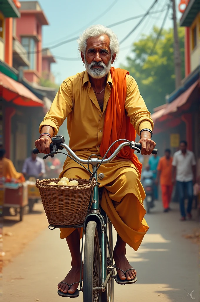 Indian man with cycle