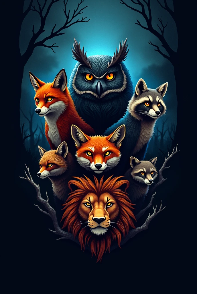YouTube channel about facts logo with dark them, scary and attractive use many characters in logo and animals 