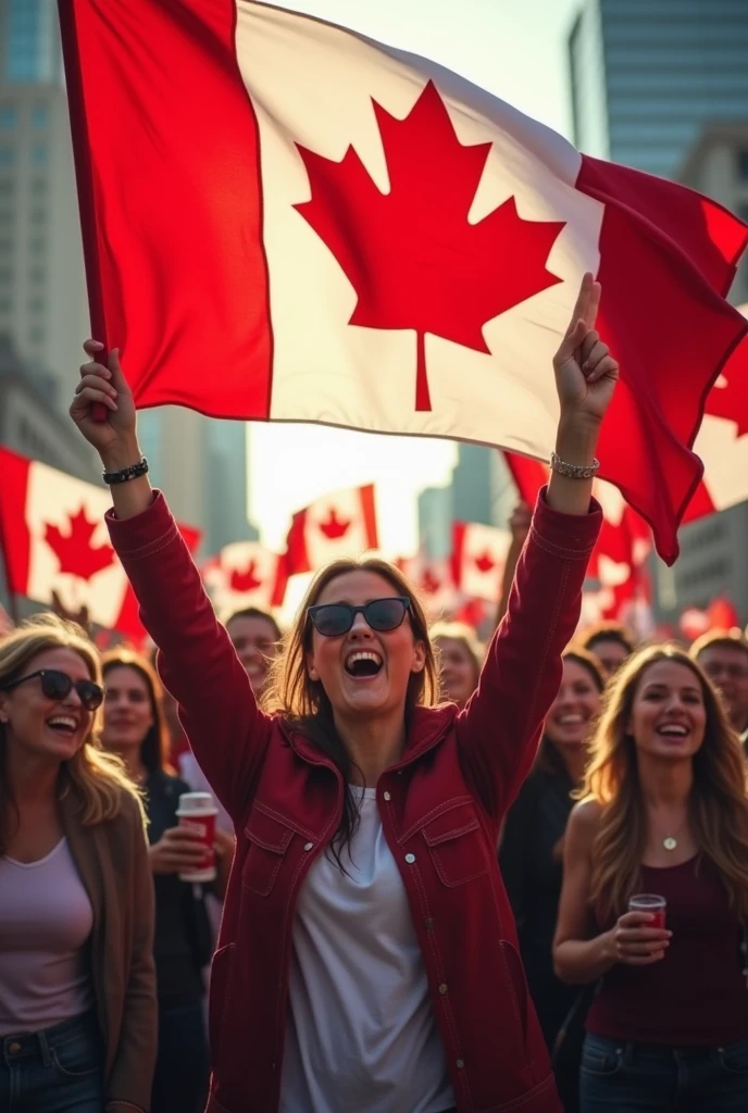 people hold on canadian
flags