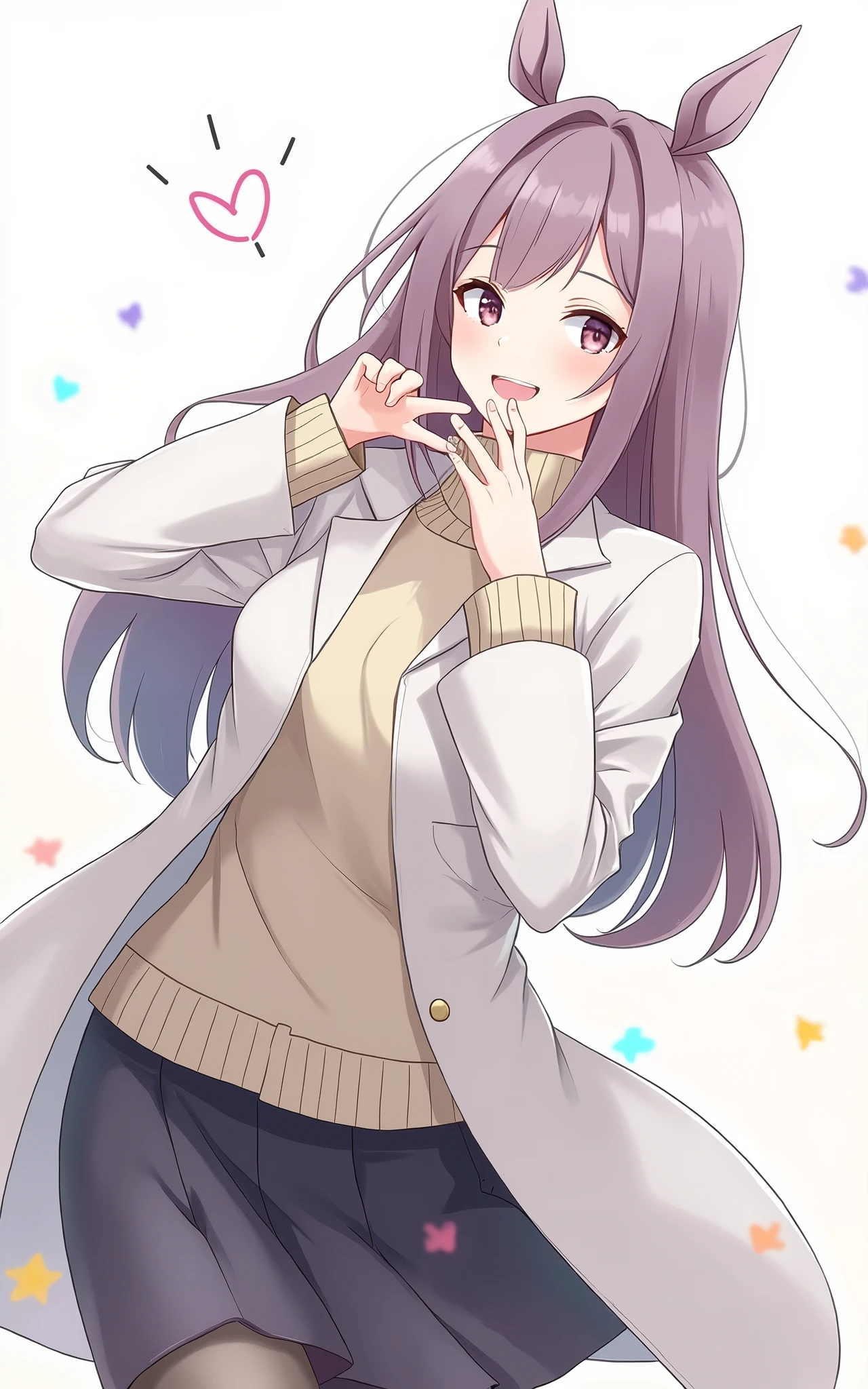 anime girl with brown hair and a sweater with labcoat and black skirt, (hair swept bangs:1.3), (long brown hair:1.3), doctor girl, anime style, from girls frontline, fine details. girls frontline, girls frontline universe, girls frontline style, girls frontline, girls frontline cg, soft anime illustration, 2 0 2 2 anime style, 2022 anime style, pixiv contest winner, pretty anime character design, render of april