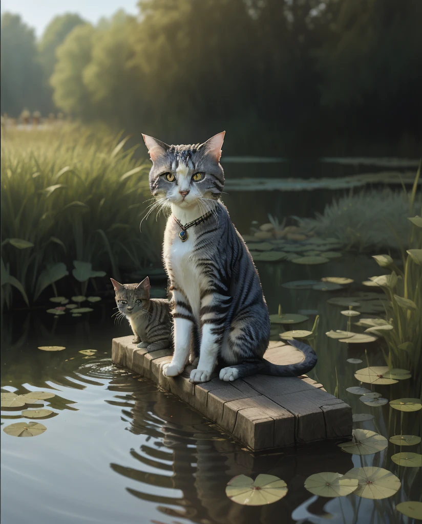 Once upon a time, in a peaceful pond, lived a clever cat named Whiskers.