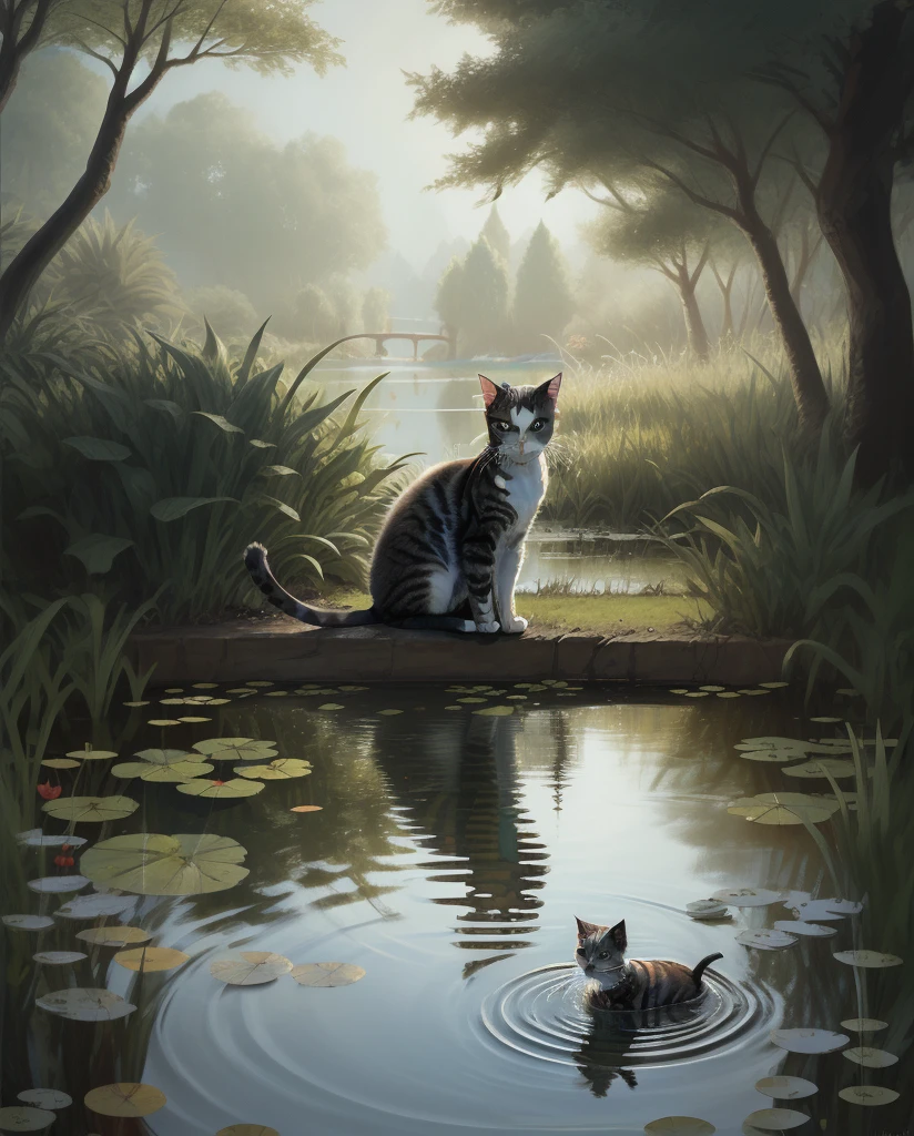 Once upon a time, in a peaceful pond, lived a clever cat named Whiskers.