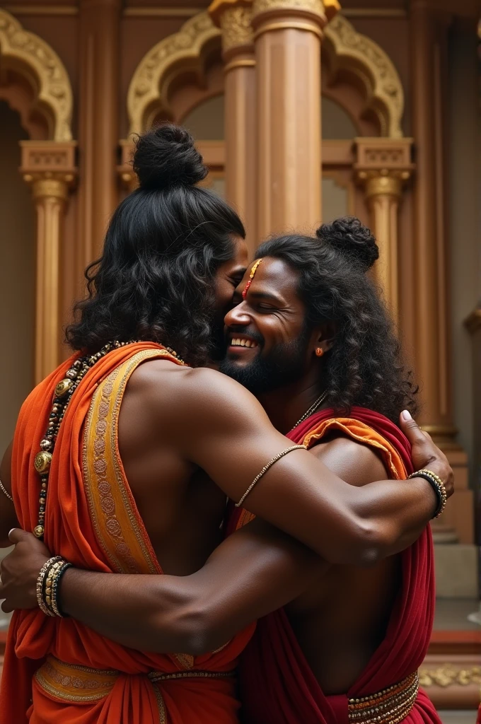 A of bharman hugging the shiva ling of god shiva in his temple