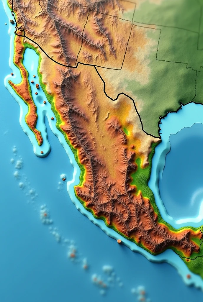 "Hello, I need a VIDEO that shows the topography of the states of Veracruz, Tabasco, Tamaulipas, Puebla and CAMPECHE. Please, includes the following:
Veracruz with mountains in the west and coastal plains in the east.
Tabasco represented as a flat region with rivers and lakes.
Tamaulipas with mountains in the west and coastal plains in the east.
Puebla with mountains and volcanoes to the south and valleys in the center.
San Luis Potosí with mountains in the east and plateaus in the center and west.
Use different colors for each type of terrain and add a legend to identify the features.”