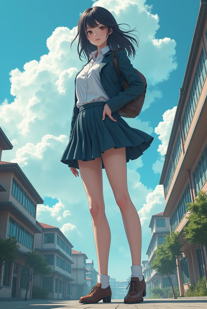 Giant girl at school