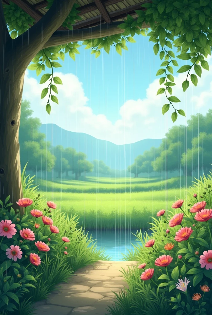 ChatGPT 4o mini
Log in
You said:
Create a poem on rain in hindi
ChatGPT said:
ChatGPT
बारिश की बूँदें गिरीं, चुपचाप पड़ीं ज़मीं पर,
फूलों की चादर ओढ़े, सबके दिलों पर छा गईं।
बूंदों की मीठी सदा, पेड़ों की हरी चादर पर,
धरती की आँखों में चमक, जैसे मोती बिखर गईं।
सपनों की झलक बनी, बादलों की कश्ती में,
नदी की धारा की तरह, बहने लगीं वो धड़कनें।
ध्वनि की मधुर रागिनी, छत की छांव में छुपी,
हर बूंद की कहानी, सुखद अहसास को बुनती गई।
बारिश की नन्ही बूँदें, जैसे प्रेम की भाषा कहे,
धरती को संजीवनी दे, हर दिल को छूकर जाएं।
You said:
Create image prompt for this poem
ChatGPT said:
ChatGPT
Image Prompt:
Create a serene and atmospheric scene of a gentle rain falling over a lush, green landscape. The rain should be depicted as delicate droplets, gently touching the vibrant, blooming flowers and leaves. In the background, show a dreamy, cloudy sky with soft light filtering through. Add a hint of sparkle to the raindrops to capture the essence of them being like pearls. Include a calm river or stream reflecting the raindrops, and perhaps a cozy, sheltered area like a thatched roof or tree canopy where the rain softly patters.