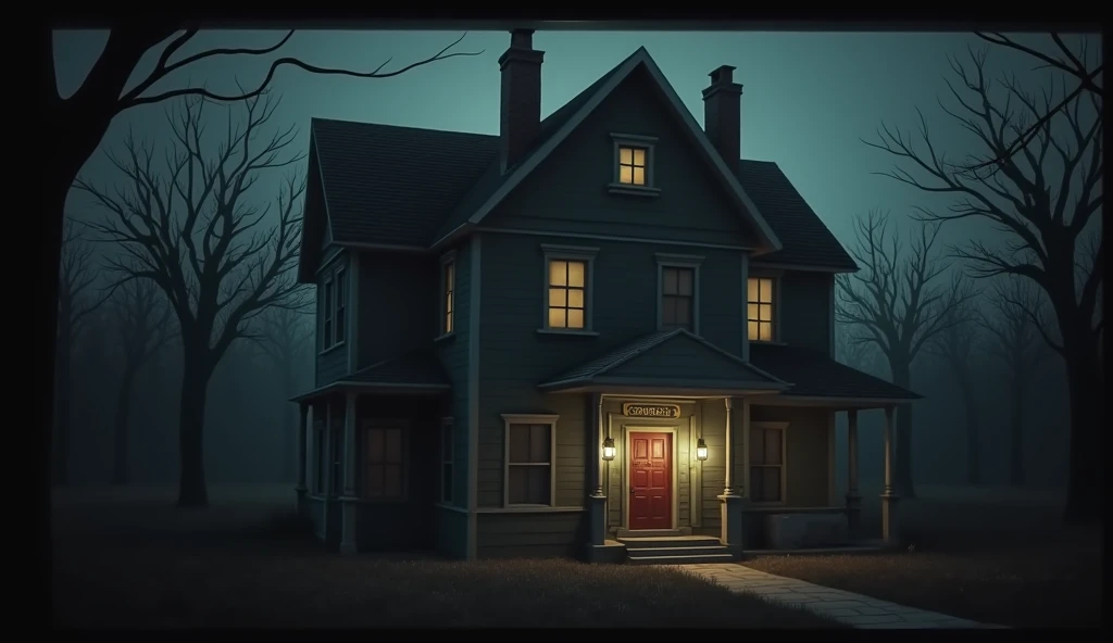 Youtube Thumbnail For Game Name Granny Chapter 2 (Make A Granny and Grandpa Showcasing A Horror Dark House Also Add horror Zomies Make It More Dark also display text (My First Day In Granny and Grandpa House) And Send in 16:9 YouTube Video Ratio