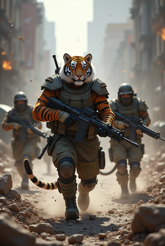 Peace elite，Tiger Vanguard led three human soldiers to break through the siege