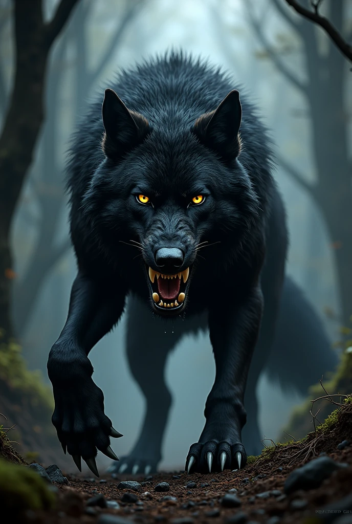 Black wolf aggressive