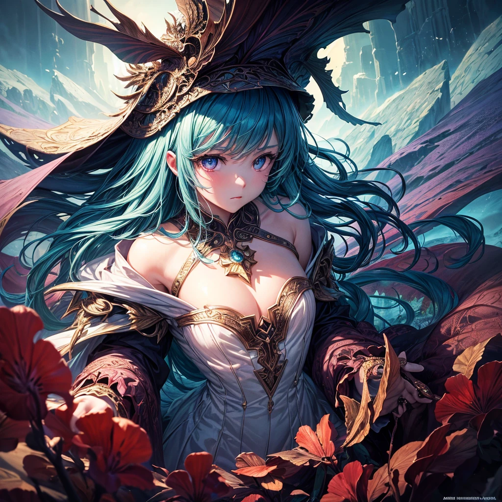 ((masterpiece, best quality, extremely detailed, absurdres)),1girl,cute,Create a highly detailed, realistic anime-style illustration featuring a young girl lost in a vast, exotic fantasy world. She stands at the center of the scene, surrounded by floating, surreal geometric objects, glowing mystical symbols, and otherworldly landscapes. The atmosphere is mysterious and dangerous, filled with rich colors, deep shadows, and fantastical creatures lurking in the background. Her expression should reflect both awe and determination as she embarks on her adventure through this new, unknown land. Incorporate elements of dramatic lighting with intricate details in the surrounding objects and scenery, emphasizing a sense of depth and wonder. The overall tone should be both magical and foreboding, with a sense of impending adventure and danger awaiting her. Include flowing capes, detailed textures on clothing, and use of rich, bold colors to enhance the epic feeling of the artwork.