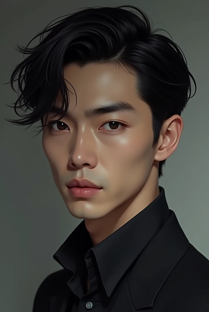 Handsome Japanese man with black hair