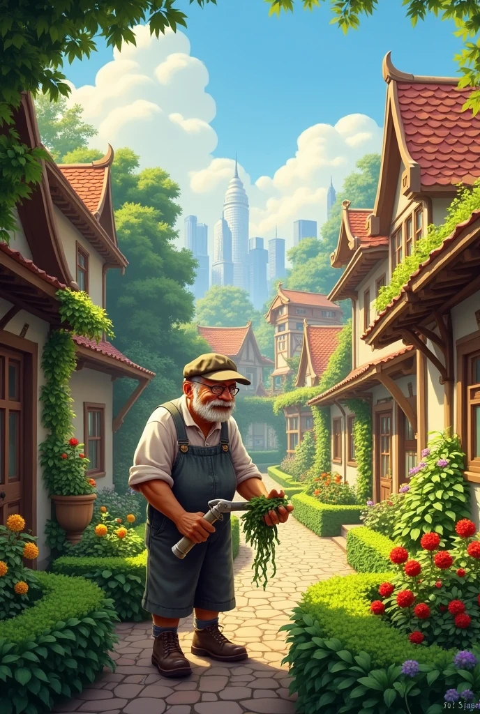 Gardener in village city