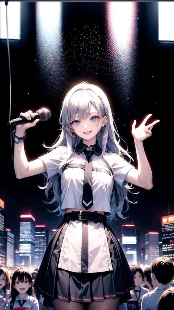 Long silver hair high school girl、Blue eyes、Sailor suit、karaoke、rehearsal
