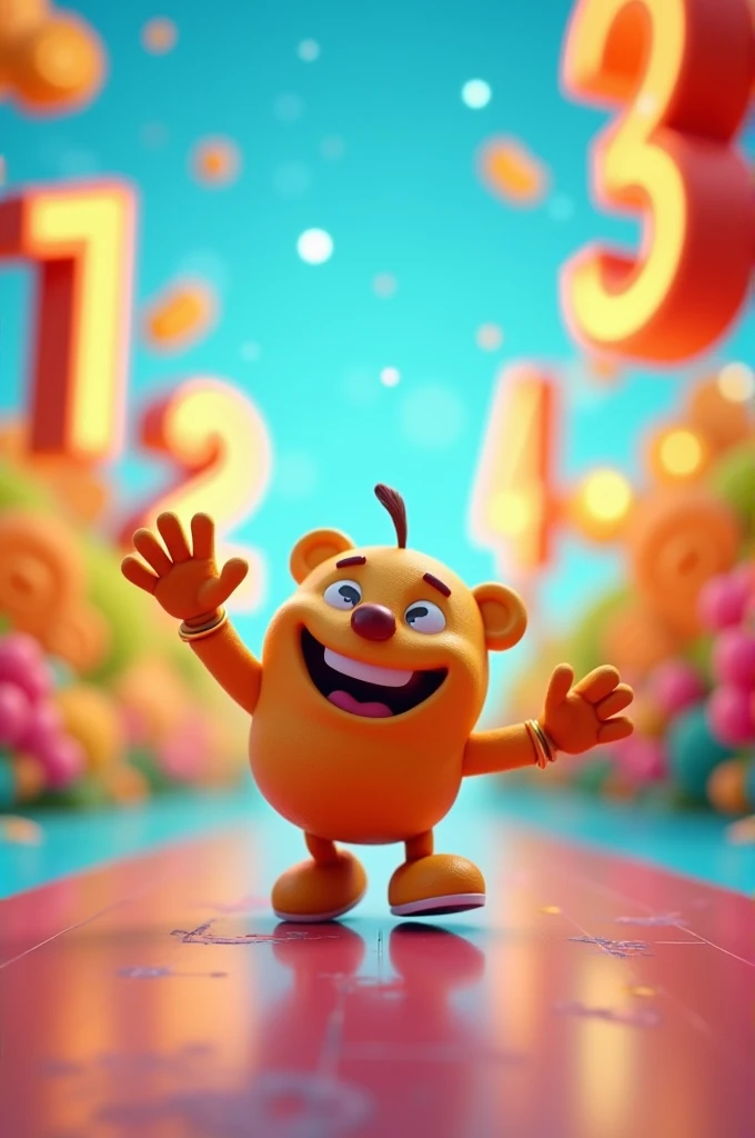 The video starts with a colorful background with bouncing, animated numbers (1, 2, 3, 4, 5) moving across the screen. A cheerful character, like a cute animated animal or a playful robot, dances in and waves to the audience.
Background music: A catchy, upbeat tune begins to play.