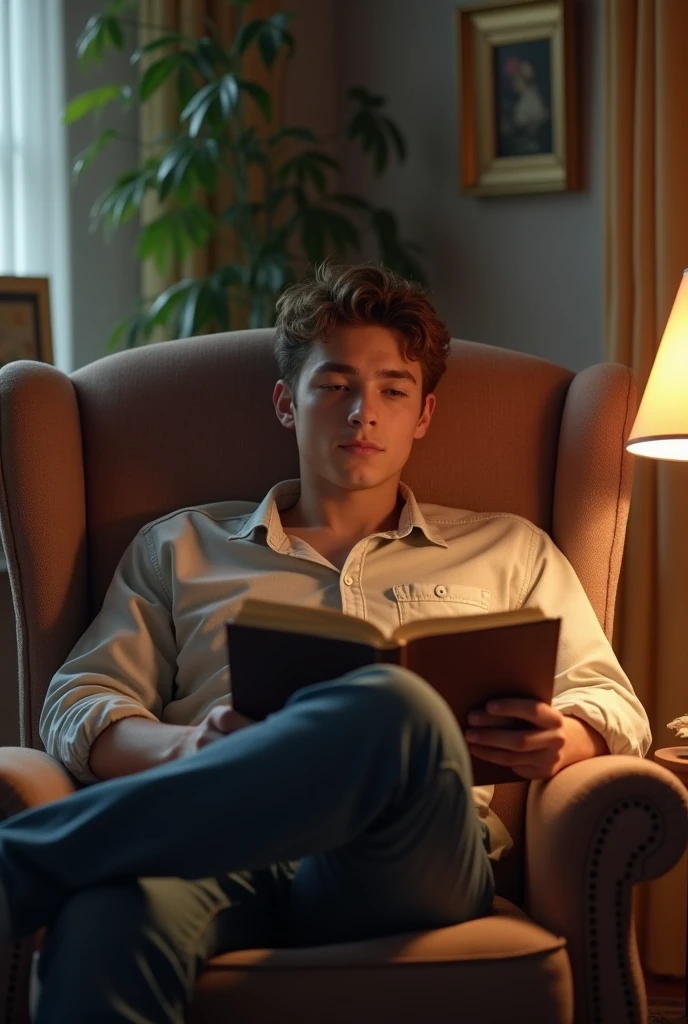A young man is lying on a chair and reading a book and remembering his girlfriend ( insta dp)
