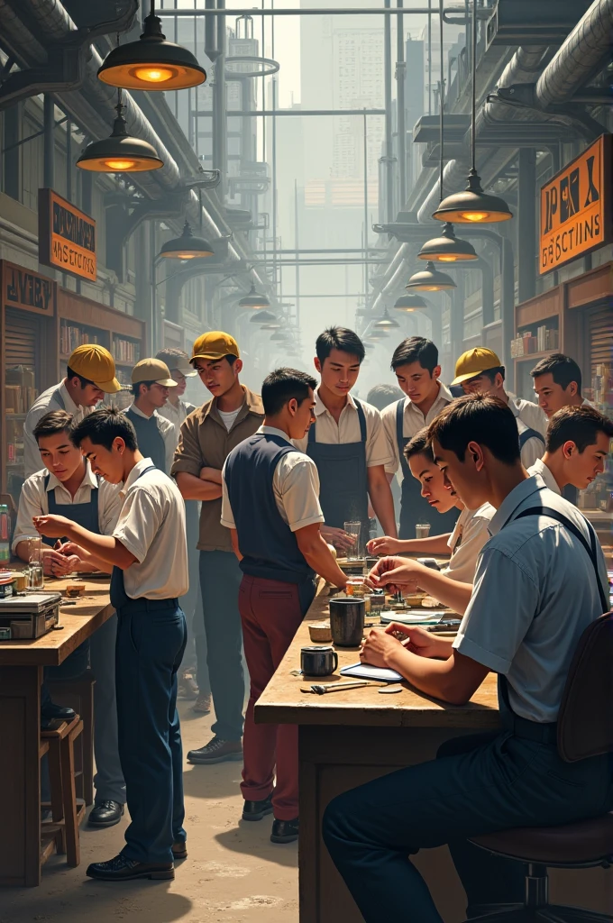 Some people working 