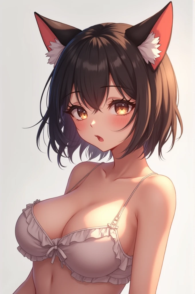 Female girl cat, little breast, cute face, no cloth, ahegao