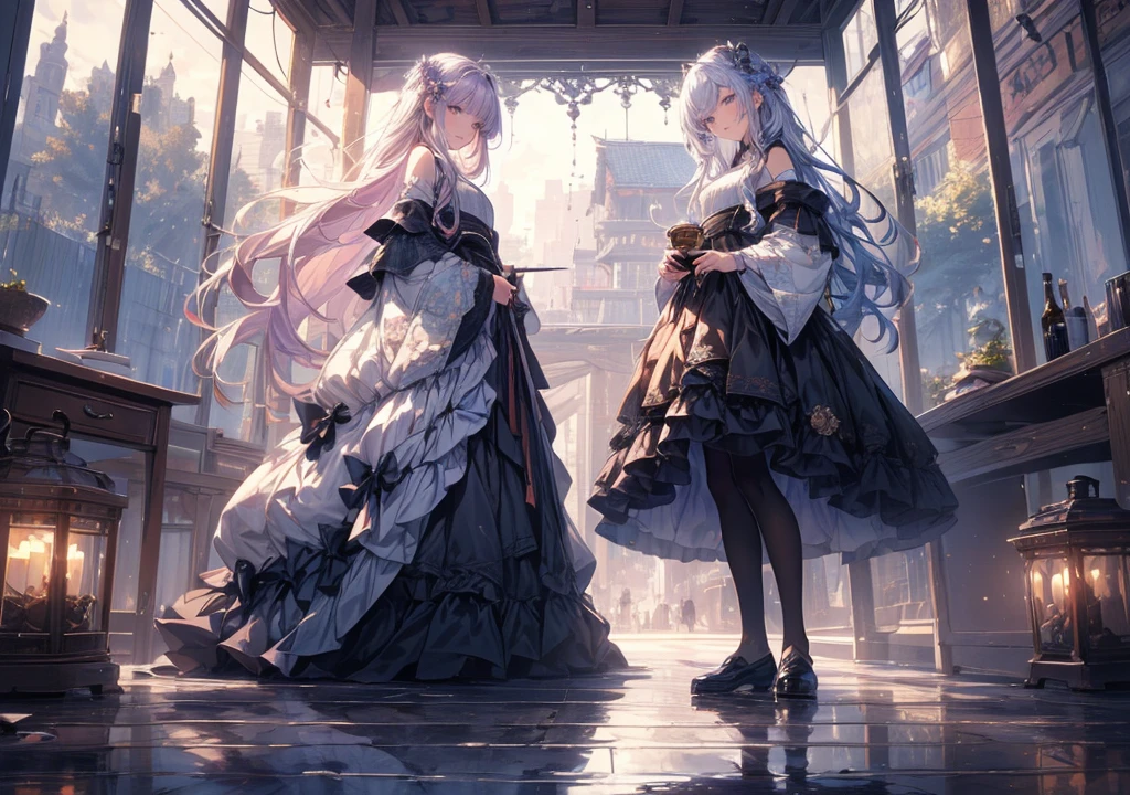 (masterpiece,Highest quality,High resolution,Super fine,Ultra high definition,High-resolution model,accurate,Complex,High detail,Very detailed,Winner of numerous awards,Anatomically correct,Photorealistic,Official Art,Impressionism,HD,8k:1.5),(A Wizard Girl,Ideal body proportions,Crouching on a frozen lake:1.3),Detailed magic circle,Beautiful lake,Hair blowing in the wind,A magical winter atmosphere,Faintly flushed,Natural light,Light dispersion,High Quality Shadows,Shadows cast on face and surroundings,(Glowing Skin,Textured skin,Detailed face,Delicate expression,Very detailed虹彩のある紫色のグラデーションの目,shiny lilac hair,Long Straight Hair,Braided bangs,Very detailed白と青色を貴重とした金属製の髪飾り),(Very detailed控えめな魔法使いの法衣,Very detailed凍った湖の背景:1.4),White Nights,Soft Light,(Gentle shades of white, yellow and pink,Colorful colors:1.2),Detailed depiction,Very detailed背景,reflected light,Background blur,Fantasy,Wide angle,Framing Composition,Character profile, Dutch Angle,Overlooking,