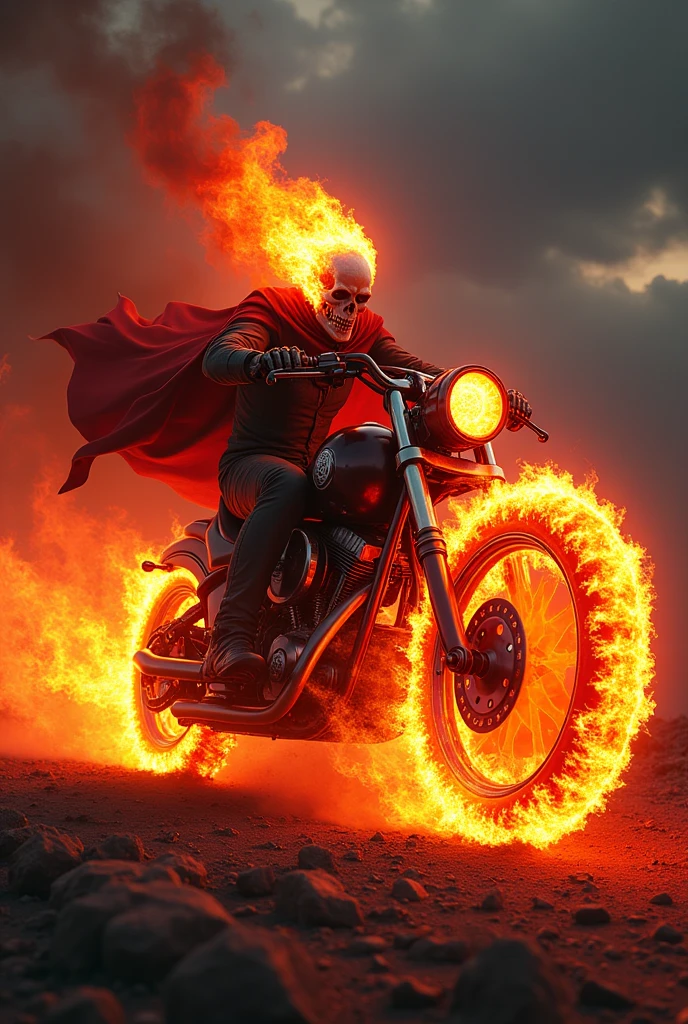 Ghost rider with red fire