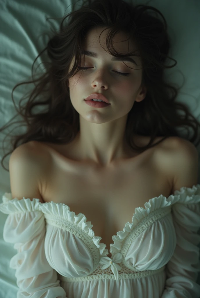 Beautiful girl fainted and opened her chest