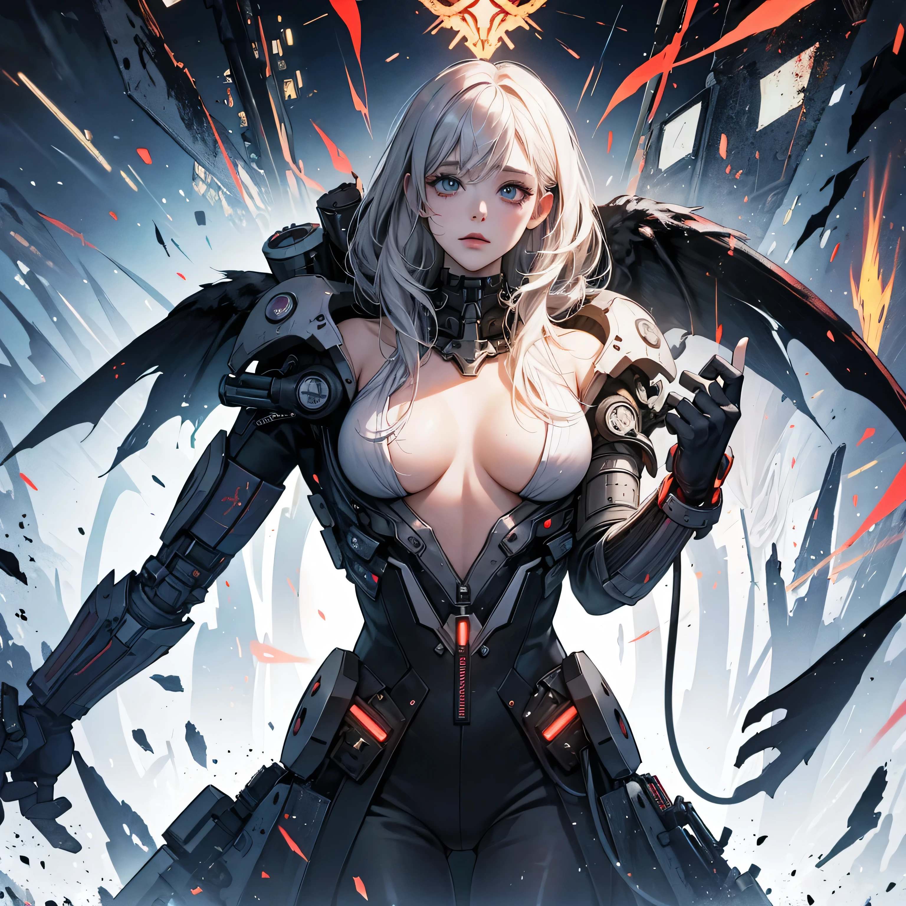 Horror Art, mystical light, distortion, ideal anatomy, dystopia, doom, excellent quality, liquify [prompt from ai artist OXYBOT “BOT-OXY-BOT” OXYHELL], wings