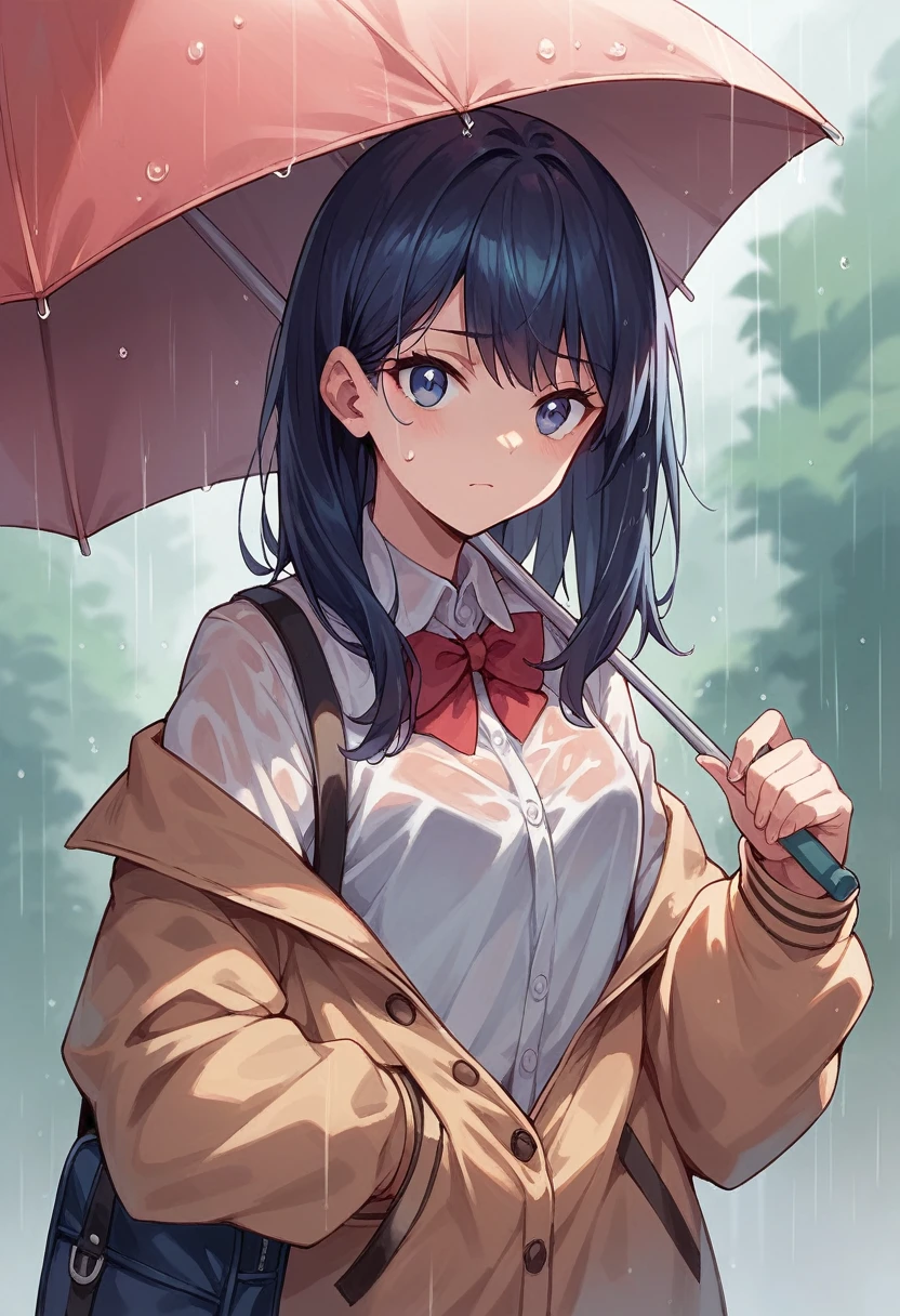 School route on a rainy day Going to school with Takada Rikka under the same umbrella
