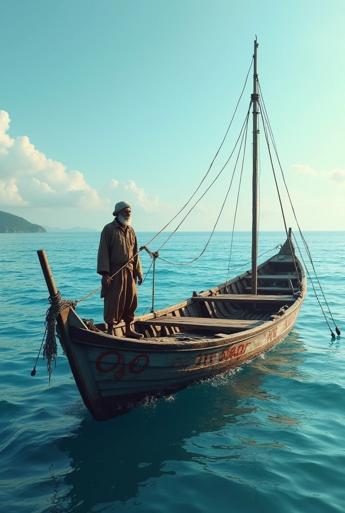 Ocean with fishing boat and fisherman agri koli 
