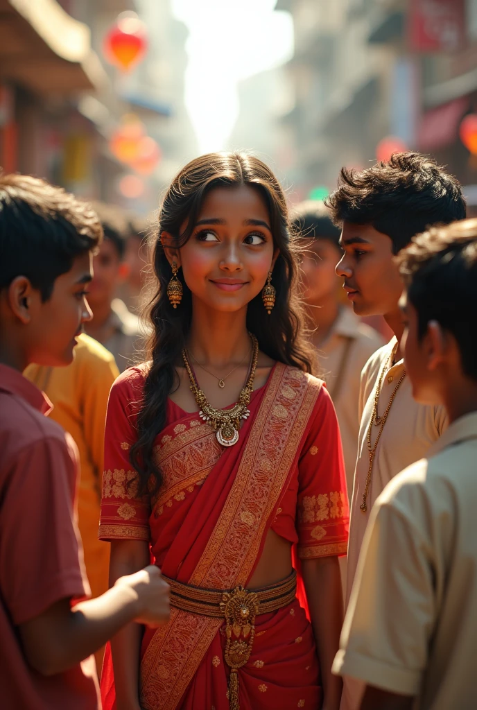 Hindu girl in saree with Muslim boys 