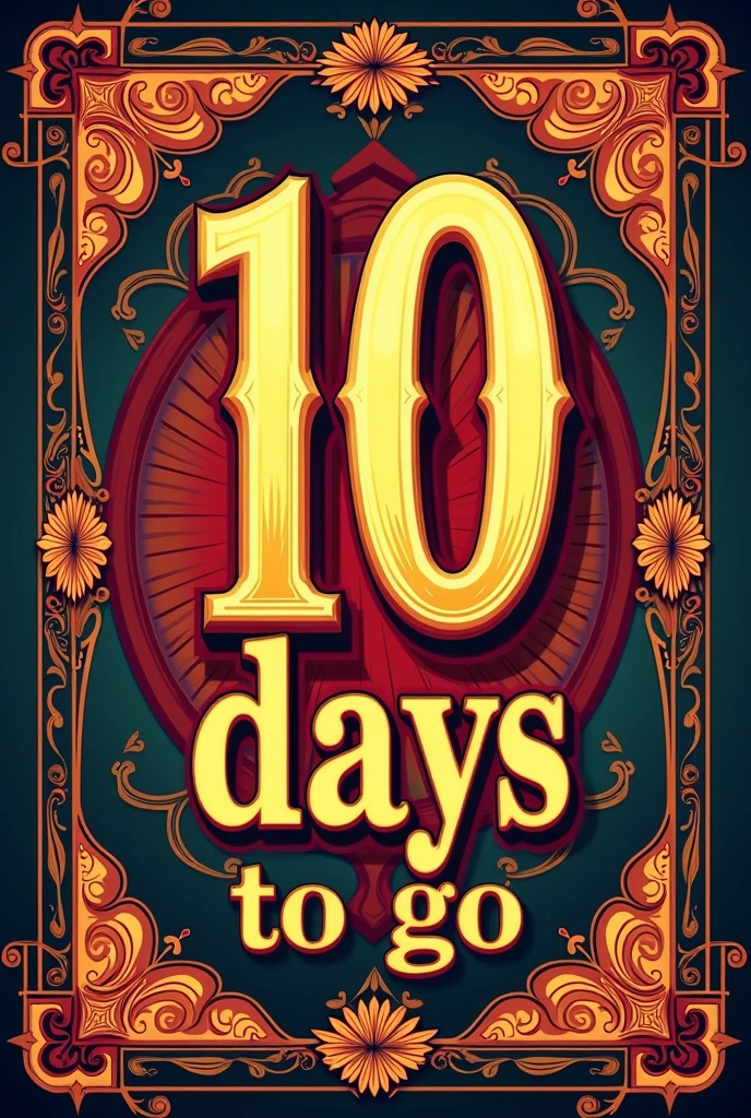 A countdown poster with a indian retro filmy theme that say 10 days to go
