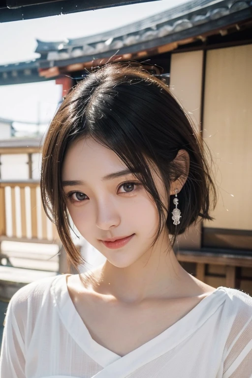 (Two pure Japanese,), (Small breasts:1.5,),(alone,,Textured skin, Detailed skin,Detailed face,Detailed eyes,detailed posing,Natural eyebrows,Sparkling eyes,Attention to detail, Highest quality, Very detailed, Surrealism, ,8k,RAW Photos,Photographicism,Professional Lighting,Ray Tracing,Portrait Photography,Soft Light),((Black Hair, Natural Makeup,Simple Earrings, Bob Hair,smile)),(((Japanese-style dress,Japanese Instrument Band)))