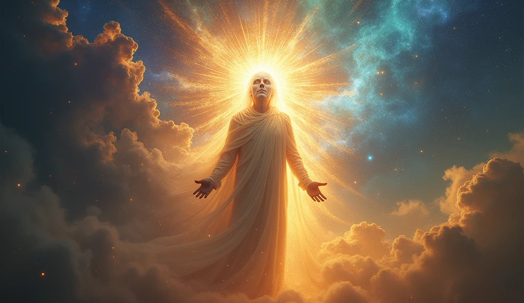 Imagine a light beyond comparison, gentle yet piercing through all darkness. That is One Above All, a figure who transcends dimensions and time. Their face is not clearly seen, but shines with shifting, meaningful colors. They embody profound peace and unimaginable power, their presence bringing a deep sense of calm and awe. Like a warm embrace from the universe itself, they are the source of all.
