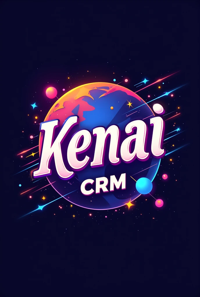 Create a logo that says “Kenai Crm” and is animated, with colors, that has a bit of y2k style and is eye-catching to the human eye