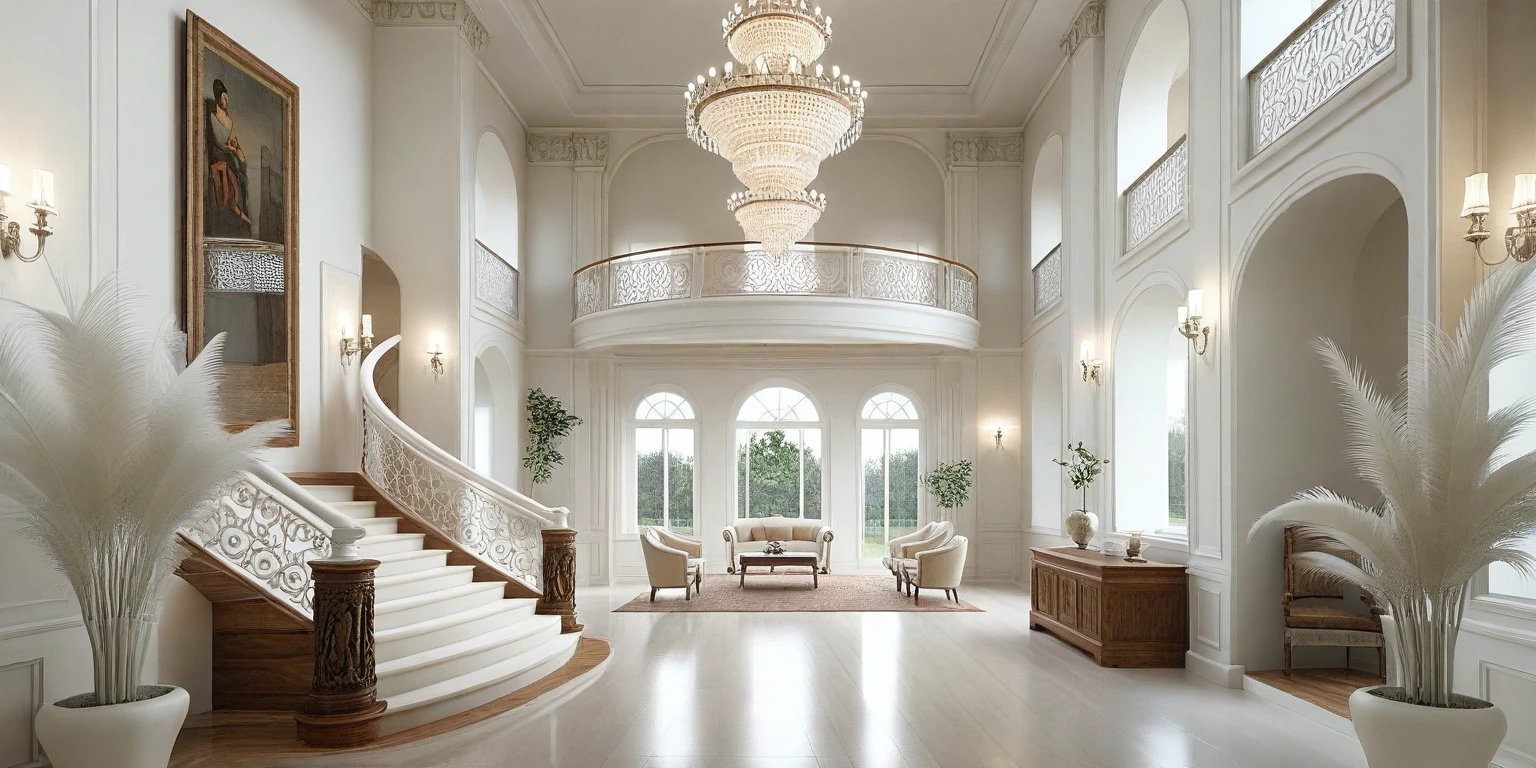 RAW photo, masterpiece, a view of a ( living ROOM :1.3) with a couch, chairs, and a chandelier, highly detailed interior, neo - classical style, neoclassical style, neoclassicism style, interior architect architectural visualization, neoclassical style, in style of classicism, white light sun, rendered in vray, rendered in v-ray, rendered in unreal engine 3d, (photorealistic:1.2), (photorealistic:1.5), best quality, ultra high res, architechture, (leather sofa detail:1.5), neoclassic house, (detailed railing neoclassic:1.5), luxury neoclassical villa, (mable floor details:1.5), (detailed neoclassical carpet:1.5), in the style of neoclassical scene, glass windows, best quality, (Intricate lines:1.5), ((Photorealism:1.5)),(((hyper detail:1.5))), archdaily, award winning design, (dynamic light:1.3), (day light:1.2), (perfect light:1.3), (shimering light :1.4), refection glass windows, (curved line architecture arch:1.2), photorealistic, FKAA, TXAA, RTX, SSAO, Post Processing, Post-Production, CGI, VFX, SFX, Full color,((Unreal Engine 5)), Canon EOS R5 Camera + Lens RF 45MP full-frame CMOS sensor, HDR, Realistic, Cinematic intricate detail, extreme detail, science, hyper-detail, FKAA, super detail, super realistic, crazy detail, intricate detail, nice color grading, reflected light on glass, eye-catching wall lights, unreal engine 5, octane render, cinematic, trending on artstation, High-fidelity, Viwvid, Crisp, Sharp, Bright, Stunning, ((Lifelike)), Natural, ((Eye-catching)), Illuminating, Flawless, High-quality,Sharp edge rendering, medium soft lighting, photographic render, detailed archviz, ((( BRIGHT WHITE  Tone : 5 ))), (( LIGHT NATURAL reddish-brown doussie wood ))
