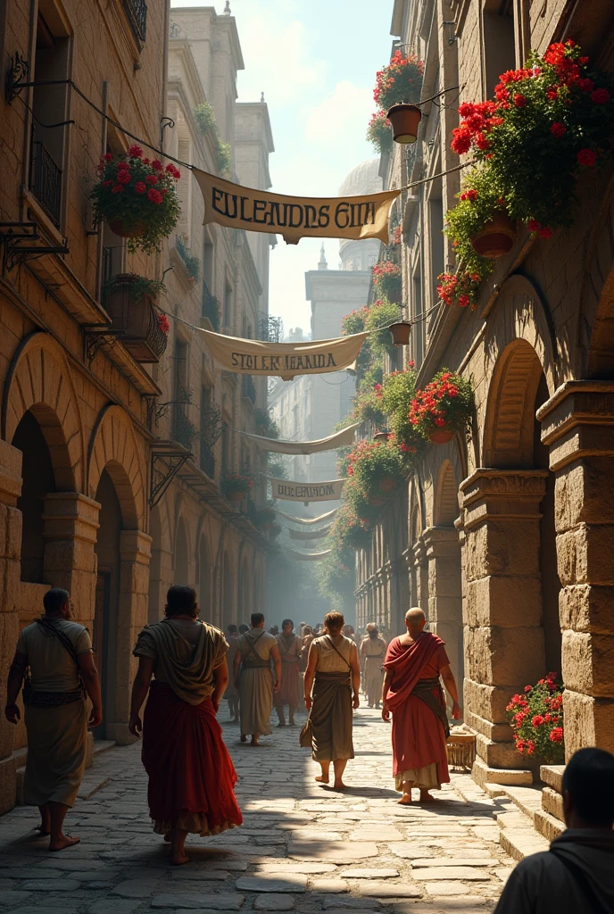 Create a Roman alley in the texture from the series dragonas on to new shores in the same texture note the texture from the series