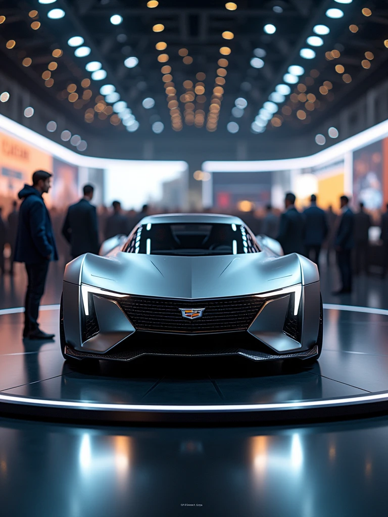 Cadillac Concept car in auto expo, include hyper realism, hd, 4k.