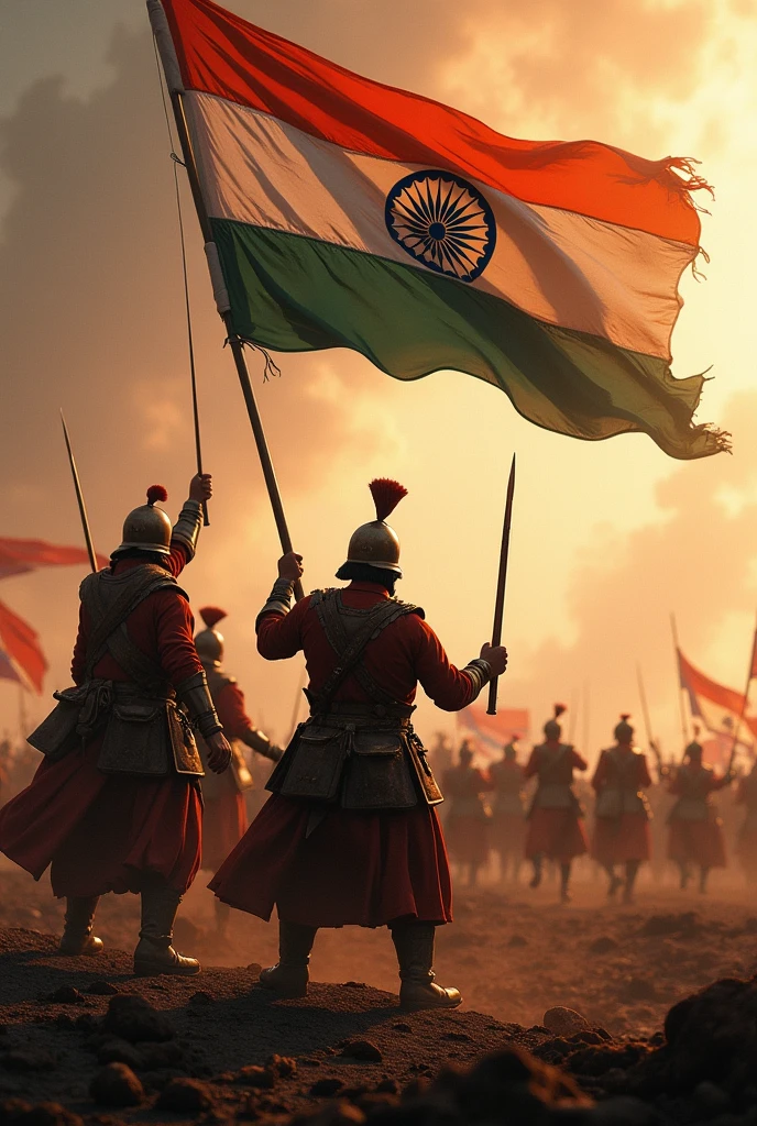 Marathas defeating Britishers & hosting Maratha flags