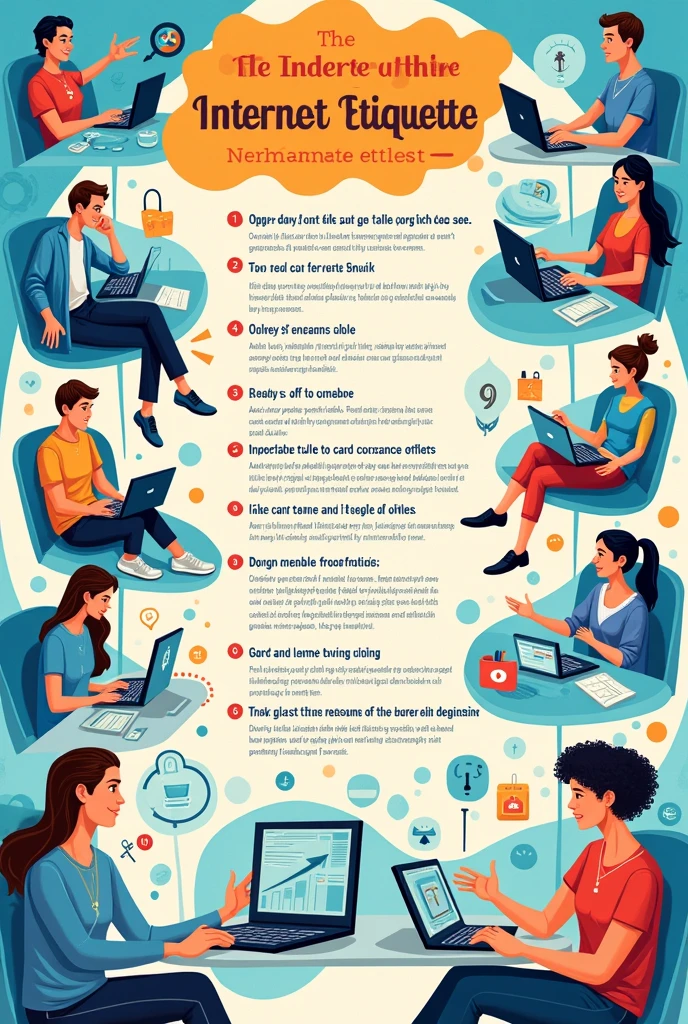 Make a poster or drawing that show the
Ten rules of internet etiquette