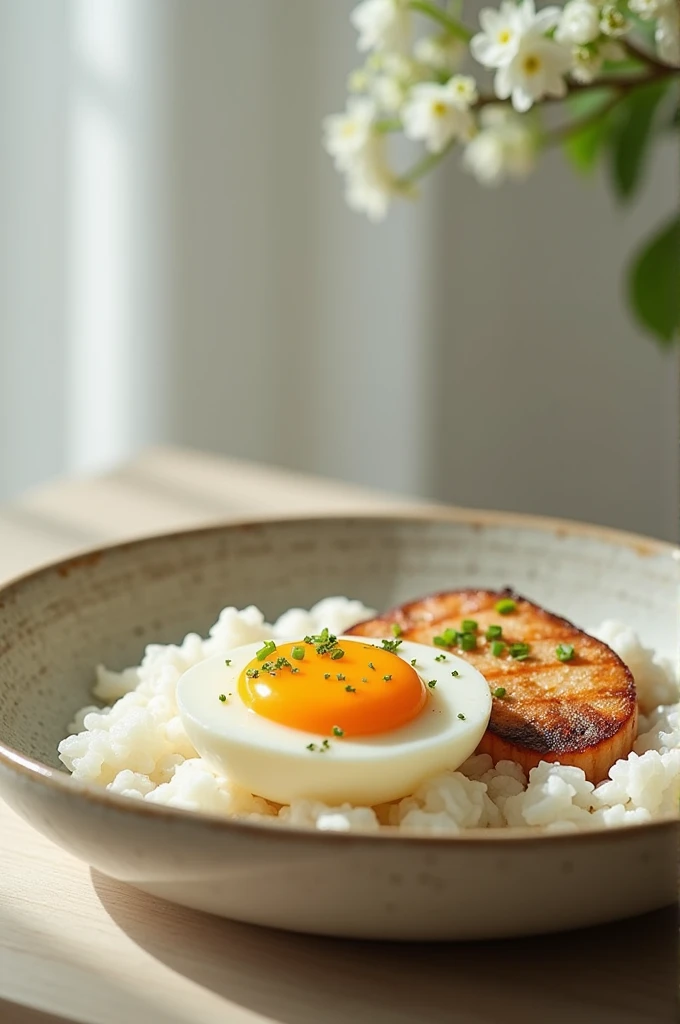 Egg , fish and rice
