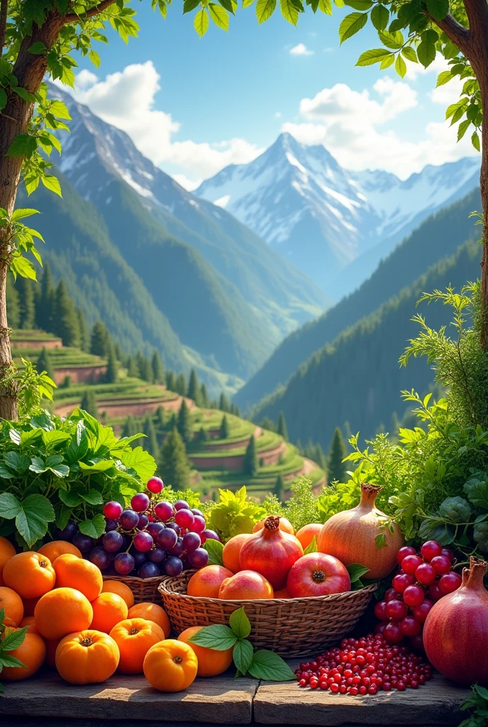 Create a cover picture including Northern Organic Delights from hunza northern area of pakistan