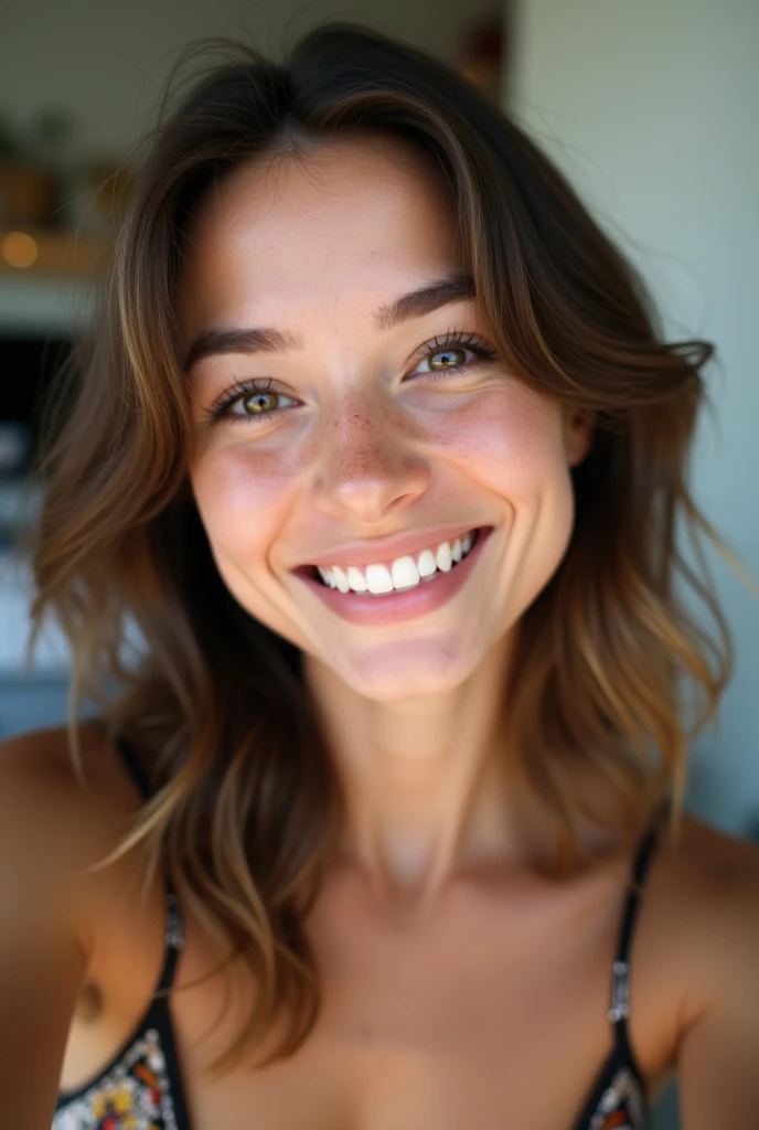 a selfie of a pretty young woman, Taken with the iPhone camera