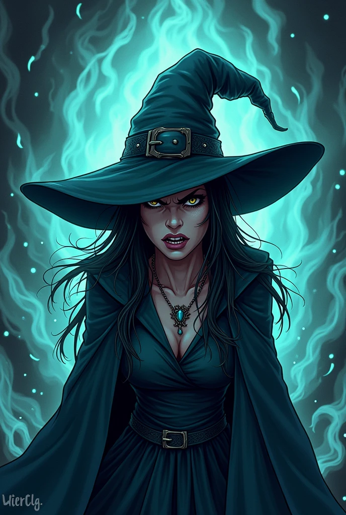 The witch in a moment of desperation and rage as her powers begin to wane, with her dark magic swirling around her in chaotic patterns.
Use high resolution cartoon image with face restoration. 