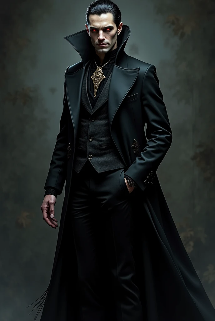 certain! This is a vampire character profile you might be interested in:
**name:** Alan Dres de la Costa
**age:** 287 Years (A highly experienced vampire)
**External characteristics:**
- 188 cm tall
- Long, jet-black hair
- Crimson red eyes that gleam in the dark
- Wears luxurious and stylish clothing such as long cloaks and well-tailored suits
**personality:**
- Charming and self-confident
- Hides true feelings and is mysterious
- Kind nature but with cunning plans and enjoys playing games with opponents
**Special powers:**
- Mind control and can read thoughts
- Moves quickly and silently
- Certain magic usage such as manipulating darkness and creating illusions
**Background:**
- Born in Central Europe during the 18th century
- Turned into a vampire by his master who was wealthy and influential
- Lives in high society and often serves as an advisor to important figures in society
**Motivation:**
- Seeking opportunities to reveal the truth about the world of vampires and humans
- Wants to find meaning in his long life and struggles with the loneliness that comes with being a vampire
You can adjust these details to fit your world and story as needed.!