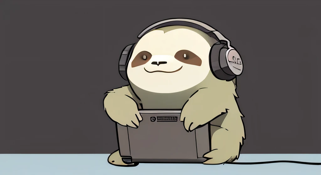 Sloth with headphones,Simple line composition,Similar Q-style cartoon images,Can be used as a thumbnail for music channels.,Impress your audience