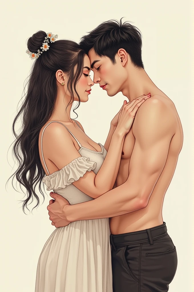 Drawing of a Chinese male-male couple having sex