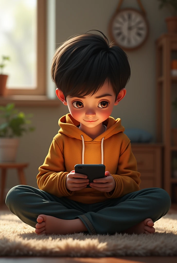 One boy play in mobile 