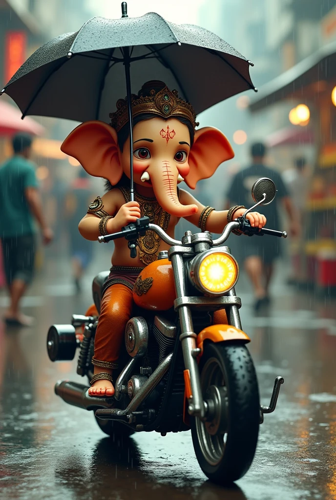 Lord ganesha and mouse riding on bullet