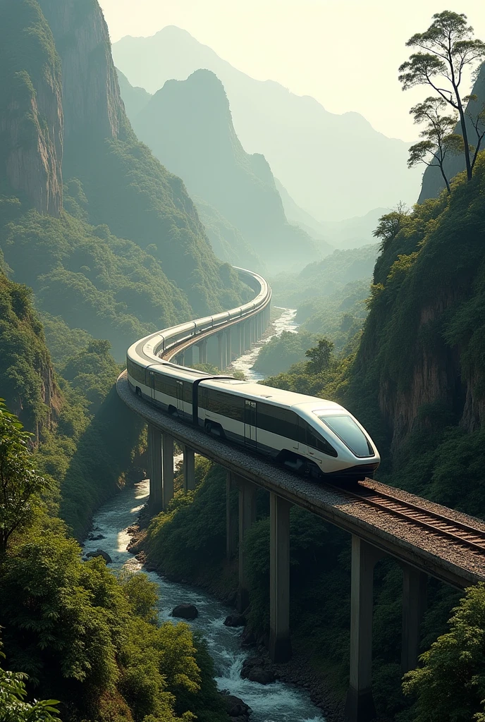 Trackless train or autonomous rail rapid transit (art) in Indonesian ikn for magazine cover