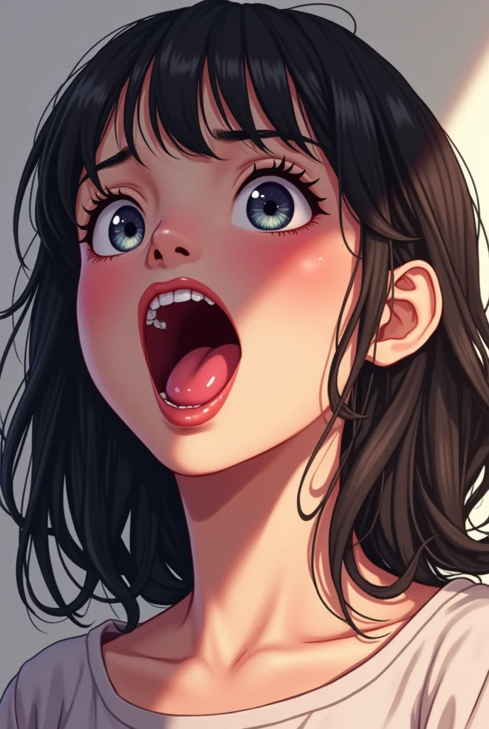 Dafne Keen making an ahegao face